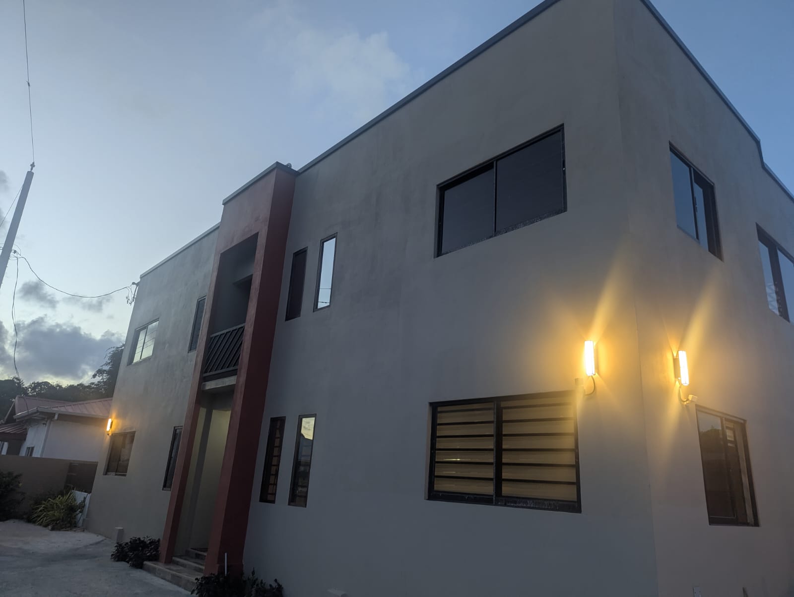 Evening view of Rachel's Retreat Mayaro Beach House with lighting